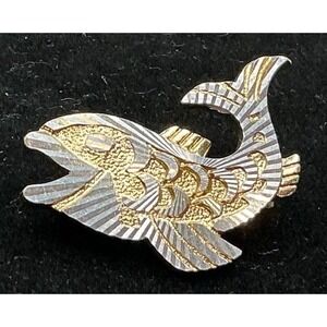 West Germany Koi Fish Brooch Pin Vintage Two Tone Gold Silver Figural pin